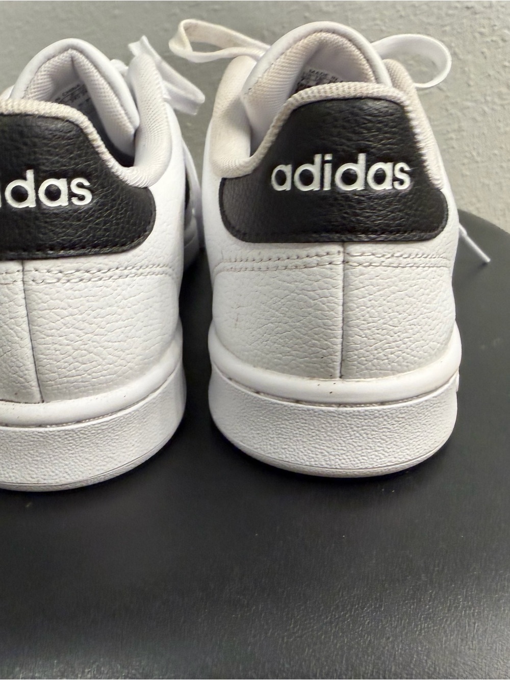 adidas White Sneakers with Black Heel Patch